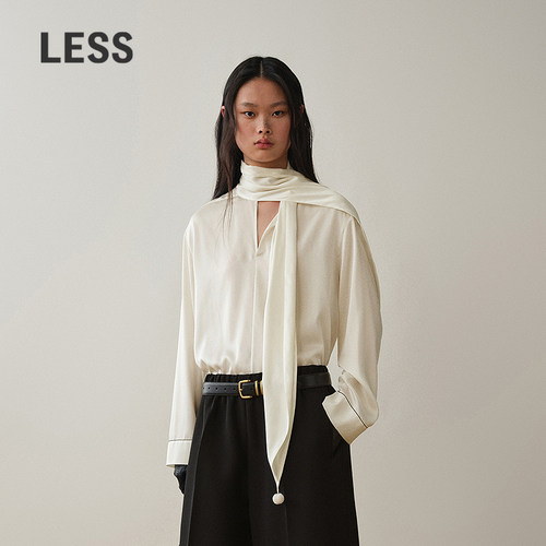 LESS围巾领桑蚕丝衬衫