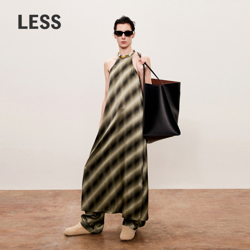 【0压系列】LESS光影挂脖裙女桑蚕真丝设计感吊带连衣裙2O7G