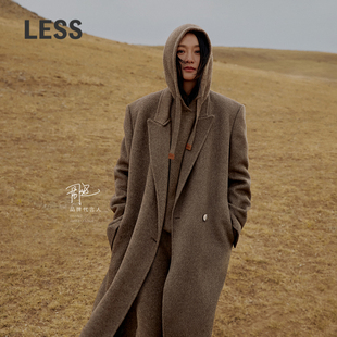 牦牛绒长款 双面呢大衣女时尚 LESS冬季 外套2OA812610 周迅同款