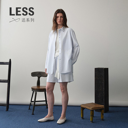 LESS松紧腰直筒休闲短裤