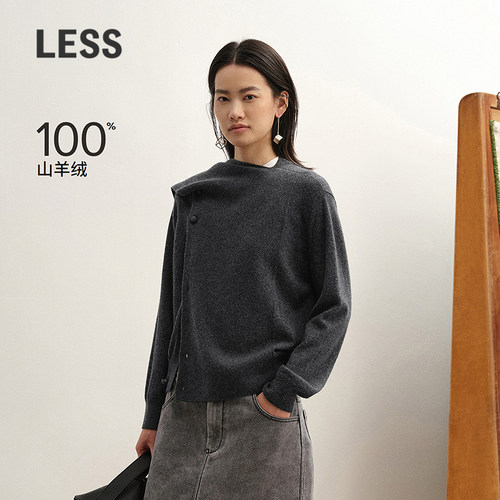 LESS围巾领短款山羊绒针织衫