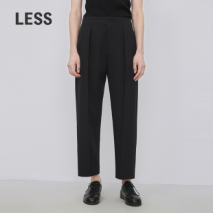 子2N8E11000 女高腰显瘦垂感直筒八分休闲裤 LESS黑色西装 裤