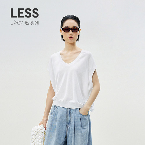 LESS休闲薄款长绒棉无袖针织背心