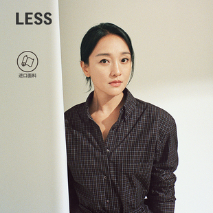 进口全棉格纹衬衫 LESS2026春新款 周迅同款 2Q2214440 商场同款