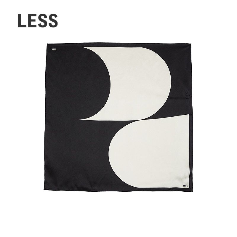 【商场同款】LESS2026春新款桑蚕丝撞色复古围巾两件套3Q2