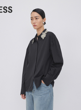 LESS通勤上衣女直筒休闲翻领长袖衬衣2N9210730
