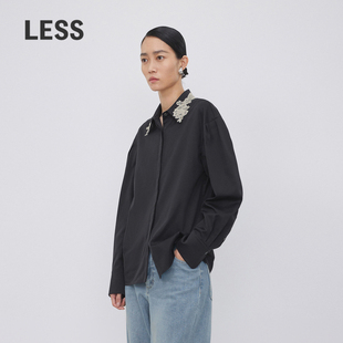 LESS通勤上衣女直筒休闲翻领长袖 衬衣2N9210730