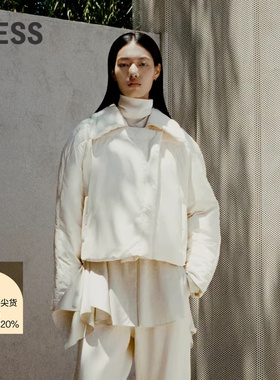 LESS冬季翻领简约白鸭绒翻领短款羽绒服女2N0C12760