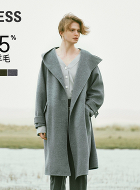 【0压系列】LESS冬季双面呢大衣女绵羊毛休闲长款外套2N0811170