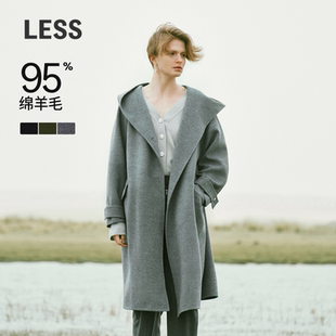 双面呢大衣女绵羊毛休闲长款 LESS冬季 外套2N0811170 0压系列