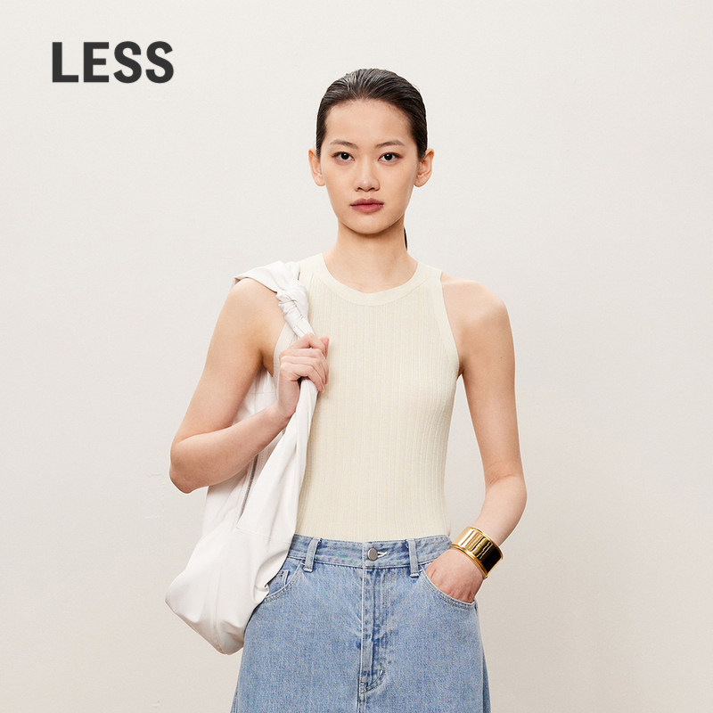 LESS巴素兰绵羊毛圆领针织背心图片