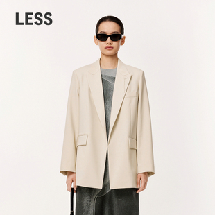LESS春美丽诺羊毛休闲戗驳领立体剪裁线条感西装 外套2O2713810