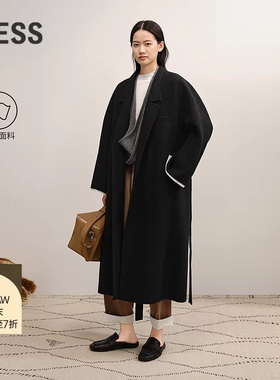 【商场同款/精工系列】LESS2025冬新绵羊毛长款毛呢大衣2PA815650
