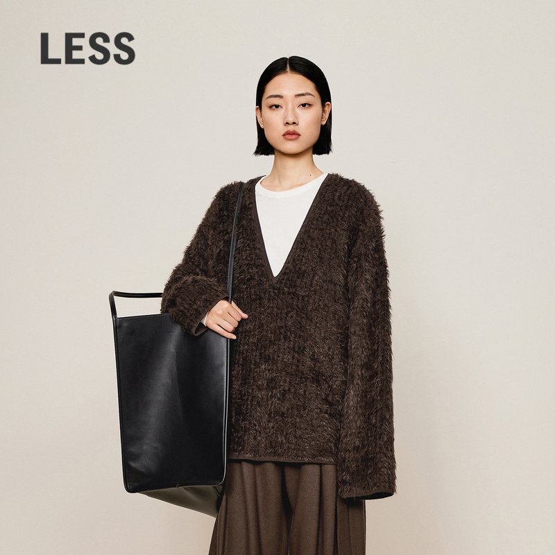 【0压系列】LESS秋冬针织衫女宽松通勤V领长袖套头毛衣2OA314040
