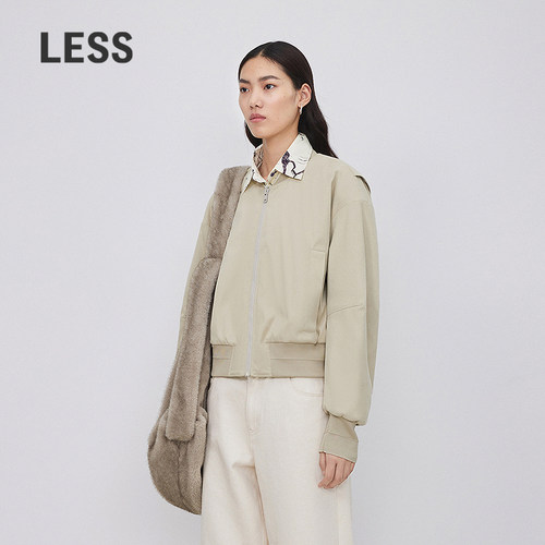 LESS仿麂皮短款棒球夹克外套