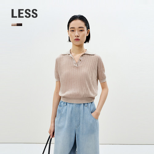 LESS夏季修身通勤短袖polo针织衫