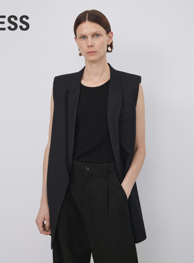【精工系列】LESS黑色青果领通勤休闲宽松西装马甲背心2N9510940