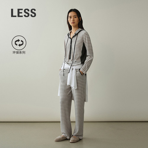 LESS条纹直筒休闲裤女