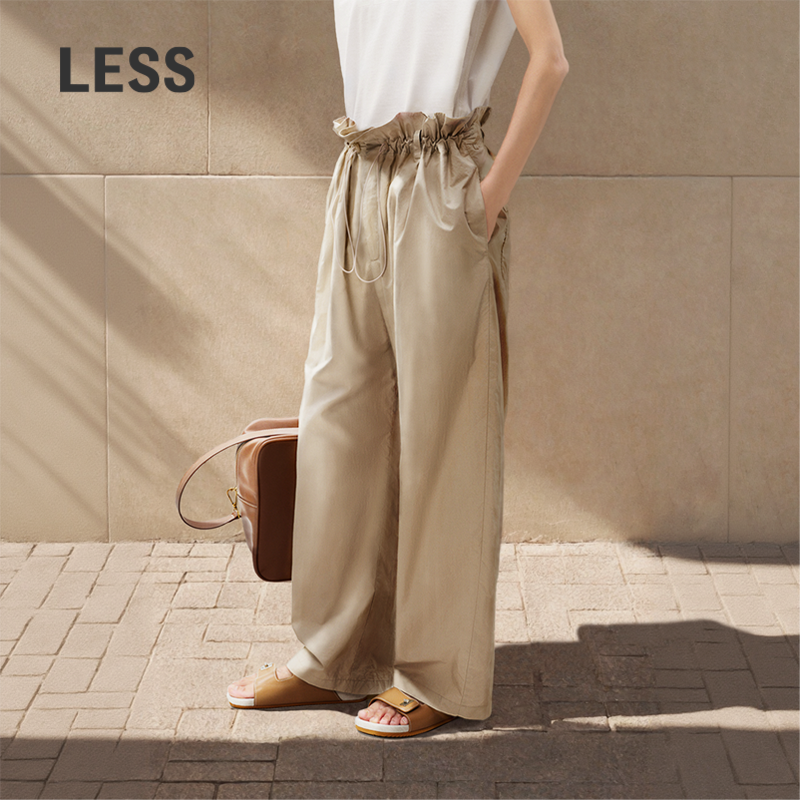LESS春夏花苞腰头休闲裤女设计感个性宽松直筒长裤女2P4E10910,女装/女士精品,休闲裤,淘宝优惠券,粉丝福利购,淘宝优惠卷