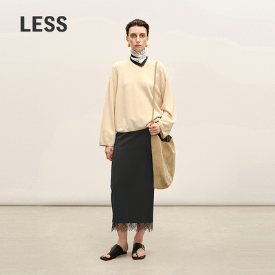 LESS蕾丝拼接长款半身裙