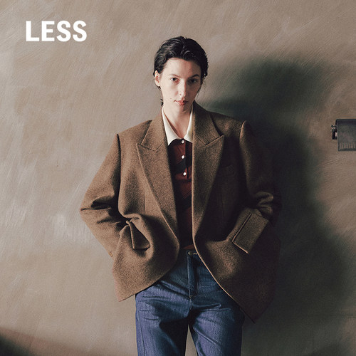 LESS冬季老钱风一粒扣毛呢西装
