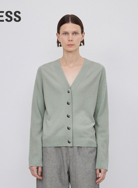 【0压系列】LESS毛衫女简约休闲基础褶皱山羊绒纽扣开衫2N0312830