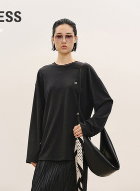 【商场同款】LESS2026春新休闲圆领长绒棉纯色长袖T恤女2Q1113710