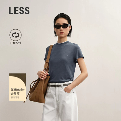 LESS休闲修身圆领短袖T恤女