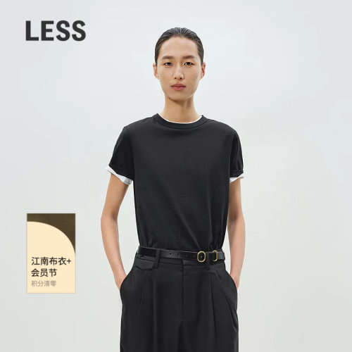 LESS短袖宽松全棉圆领T恤女纯色