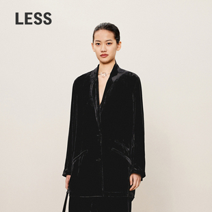 LESS春秋丝绒西装 女复古老钱风宽松垂感休闲西服外套女2O8713650