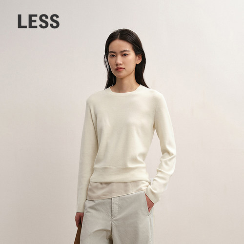 LESS假两件拼接薄款套头针织衫