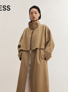 LESS立领廓形风衣女直筒气质简约高级感宽松长款外套2O0910100