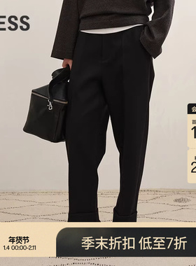 【商场同款】LESS2025冬季新款绵羊毛通勤锥形九分裤女2PAE15540