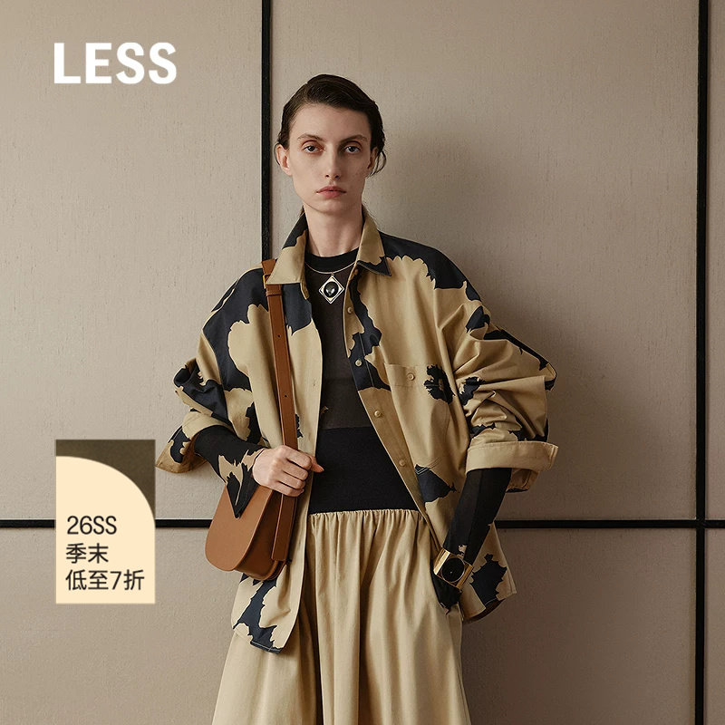 【商场同款/CNY系列】LESS2026春新款艺术印花撞色衬衫2