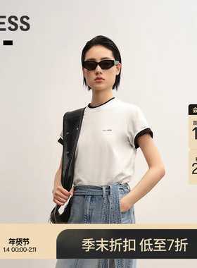 【商场同款/0压系列】LESS2025秋新款纯色字母休闲T恤女2P7114720
