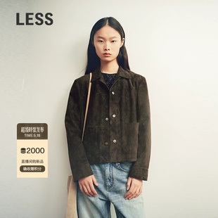 复古翻领美拉德皮衣外套女2Q1A1527H LESS2026春新款 商场同款