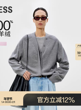 【0压系列】LESS春简约针织开衫山羊绒不规则V领毛衫女2P1310870