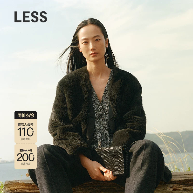 LESS冬气质羊毛皮休闲中长皮草外套女2PAA15280