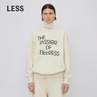 LESS春秋休闲感字母上衣女宽松圆领长袖 套头卫衣女2N0414200