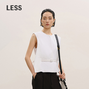 【商场同款】LESS2026夏新款工装感圆领无袖皮带马甲女2Q6524330