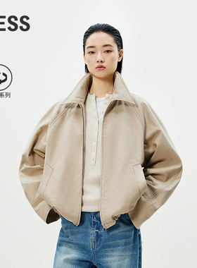 LESS春休闲宽松插肩袖上衣通勤舒适亚麻夹克短外套女2P1612910