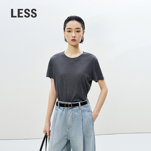 LESS新款纯色基础休闲短袖T恤