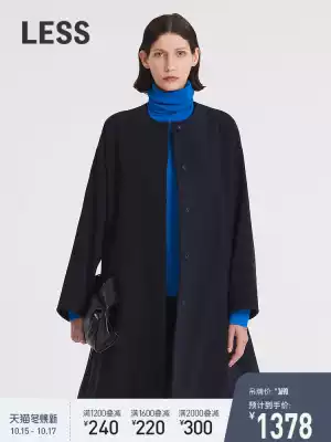 LESS woolen coat autumn and winter New hem drawstring collarless shoulder design coat women's 2J0240100