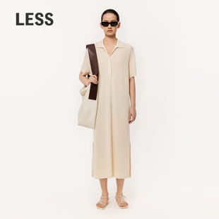 短袖 针织裙子2O3G11230 polo领连衣裙女休闲宽松长款 LESS春季