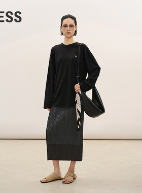 【商场同款/精工系列】LESS2026春新款压褶拼接半身裙2Q1D13010