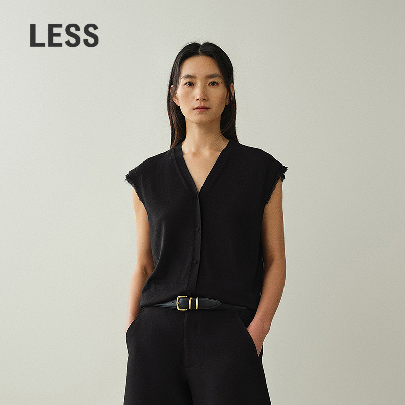 LESS无袖V领马甲针织衫图片