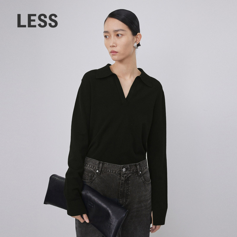 LESS休闲直筒翻领套头毛衫