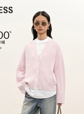 【商场同款/CNY系列】LESS2026春新V领修身开襟羊绒衫女2Q1316520