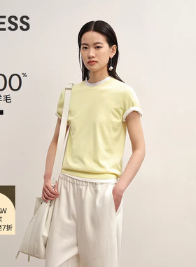 【商场同款/0压系列】LESS2025秋新羊毛薄款短袖针织衫2P7318280