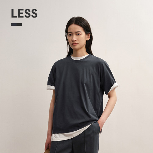 LESS休闲圆领简约纯色短袖T恤女